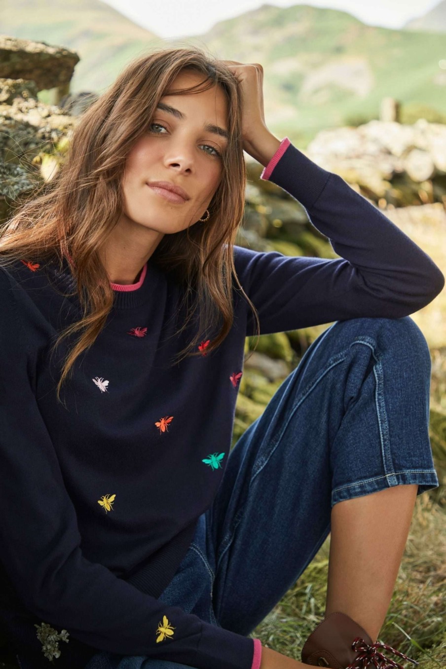 Apparel * | Joules Blue Mariella Intarsia Jumper Top Selling