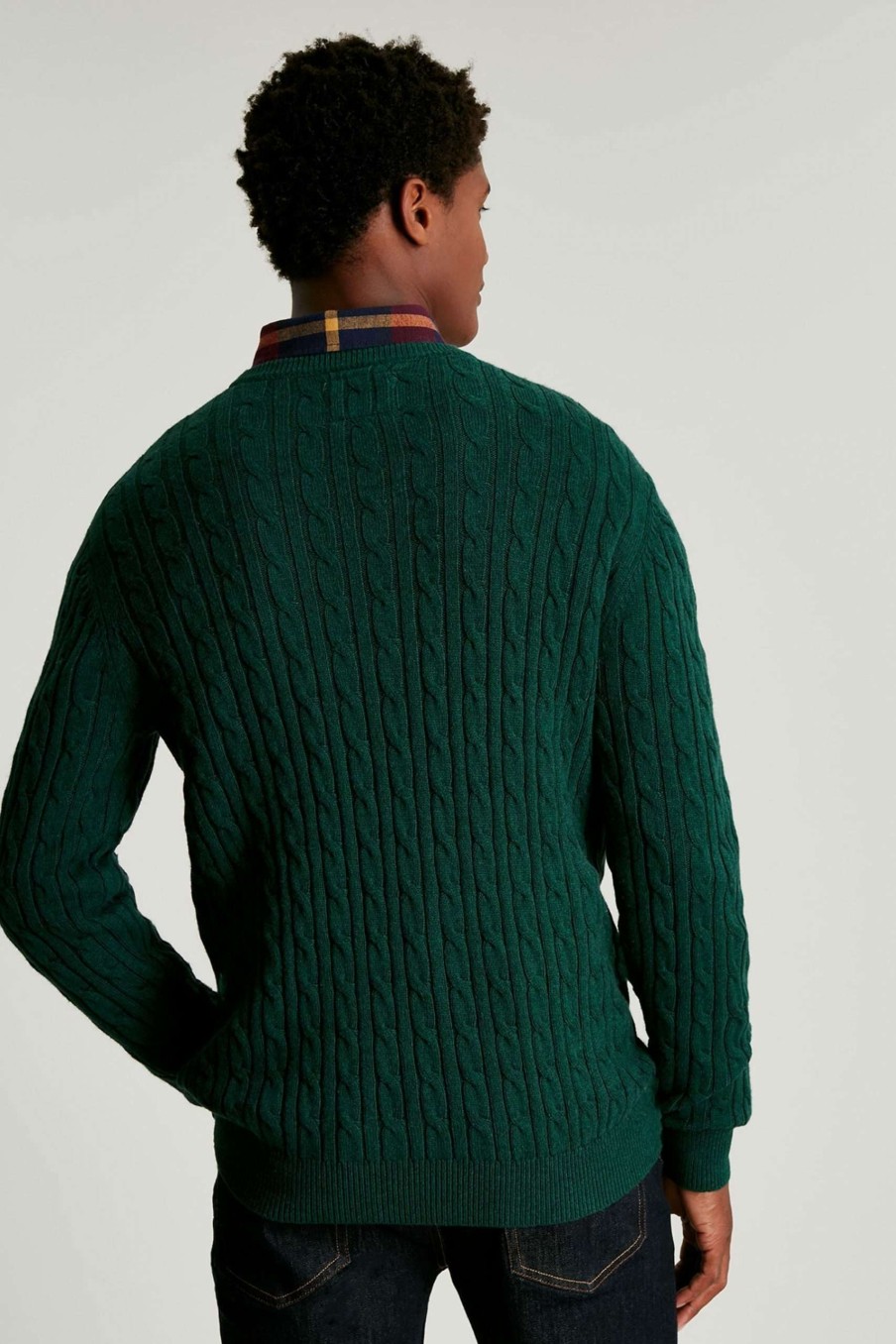 Apparel * | Joules Green Glendale Fine Knit Cable Crew Neck Jumper Limited Edition