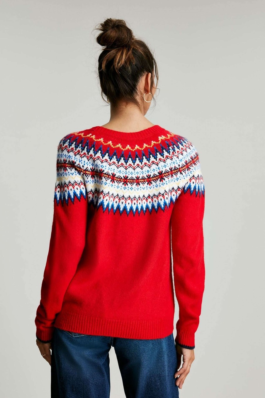 Apparel * | Joules Red Andrea Fairisle Pattern Jumper Best-Selling