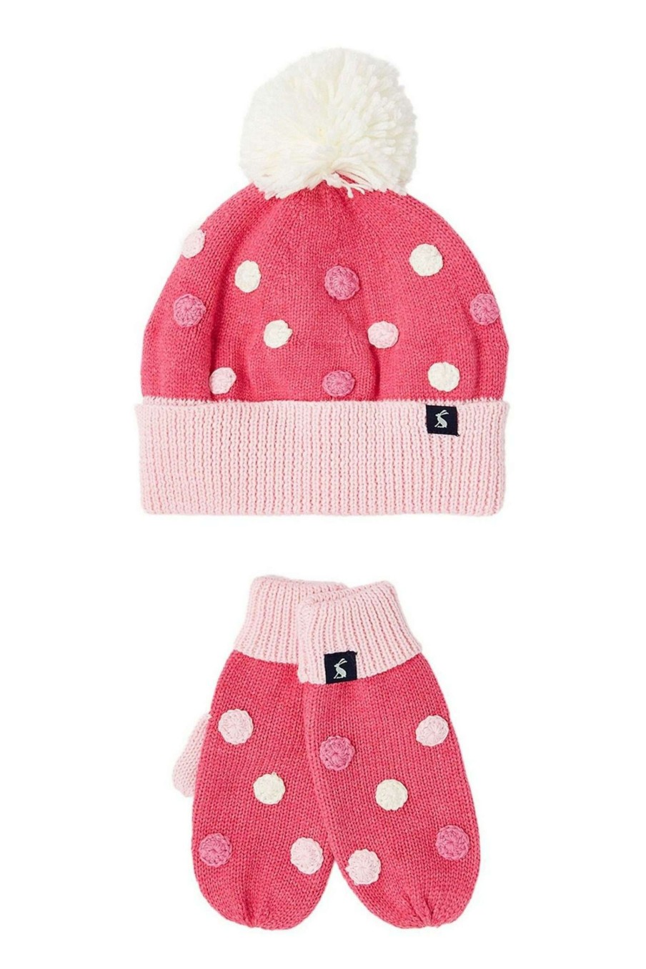 Accessories * | Joules Pink Bella Knitted Hat And Mittens Set Cut Price