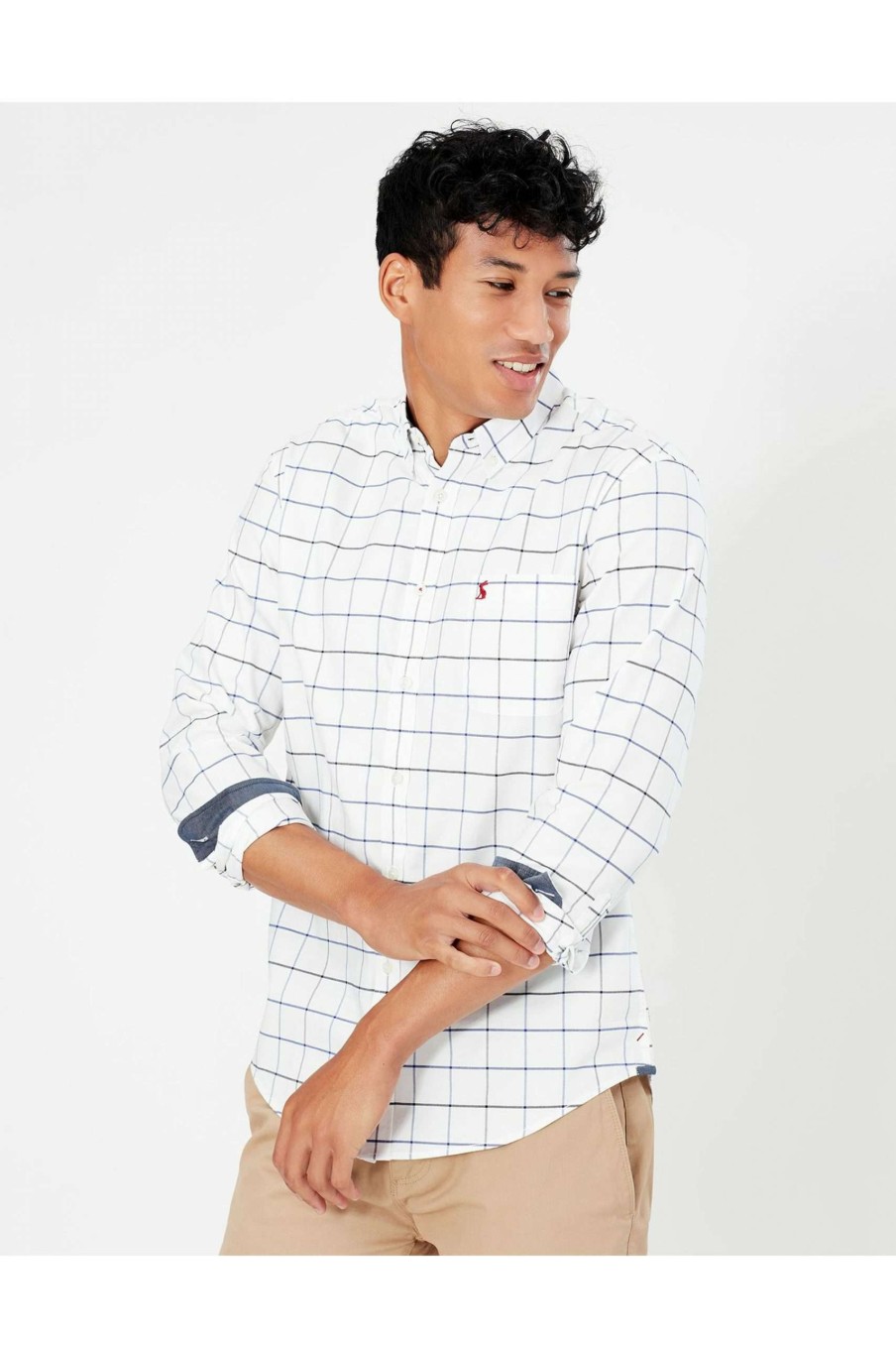 Apparel * | Joules Blue Welford Classic Long Sleeve Classic Fit Check Shirt Latest Fashion