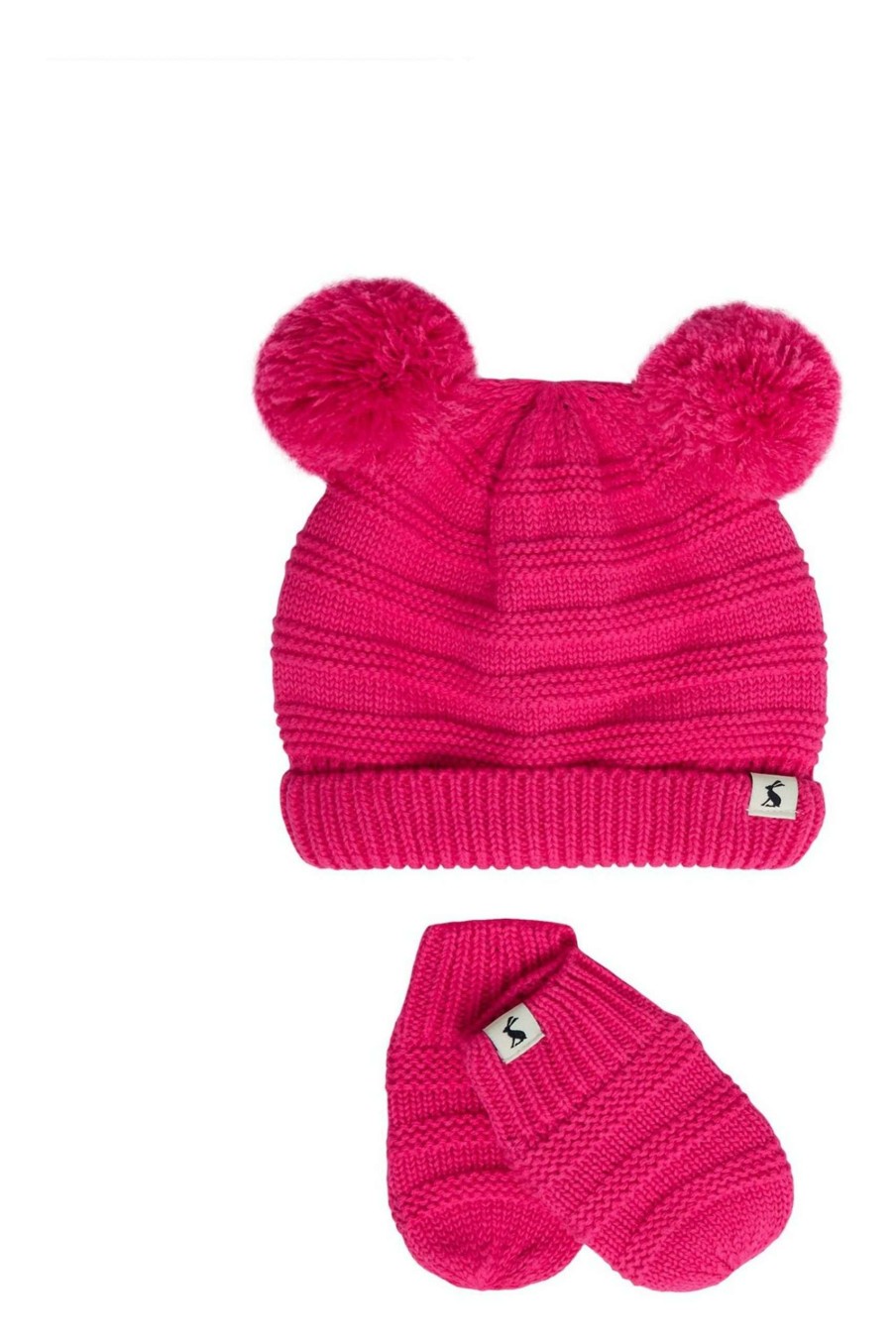 Accessories * | Joules Pink Pom Knitted Hat And Glove Set Fashion