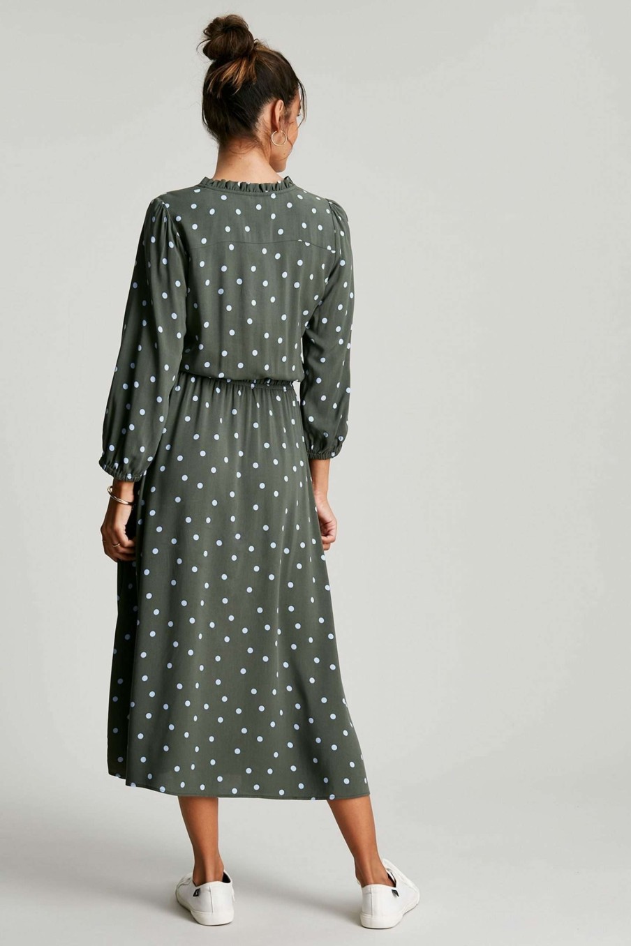 Apparel * | Joules Green Josie Frill Elasticated Waist Dress Online Sales