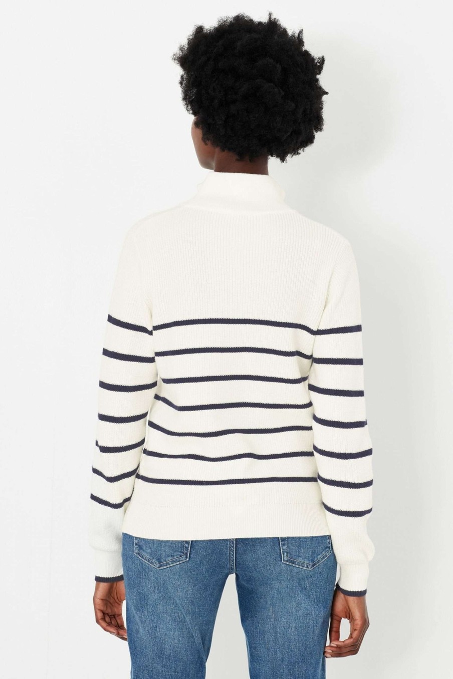 Apparel * | Joules White Portmore Quarter-Zip Jumper Attractive