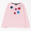 Apparel * | Joules Pink Harbour Luxe Long Sleeve Stripe And Artwork T-Shirt Original