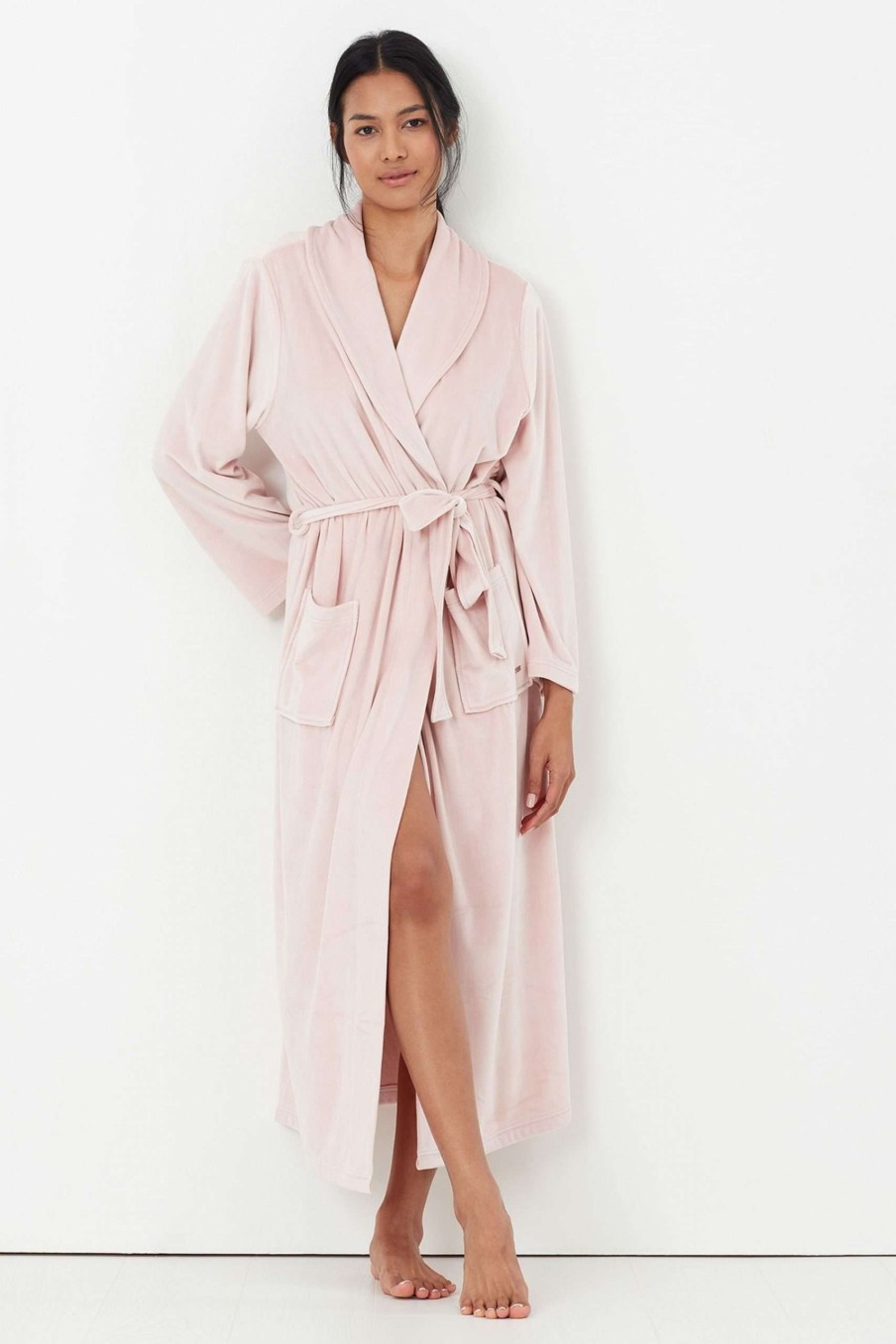 Apparel * | Joules Pink Sara Longline Dressing Gown Promotion