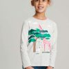 Apparel * | Joules Grey Bessie Long Sleeve Screenprint T-Shirt Shop