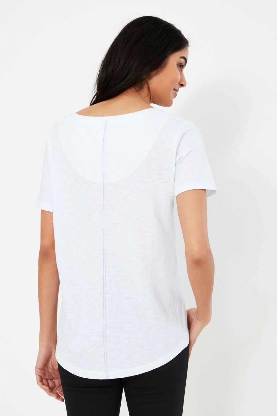 Apparel * | Joules Celina Solid V-Neck White T-Shirt Limited Edition