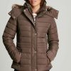 Apparel * | Joules Brown Gosway Fur Trim Padded Coat Promotion