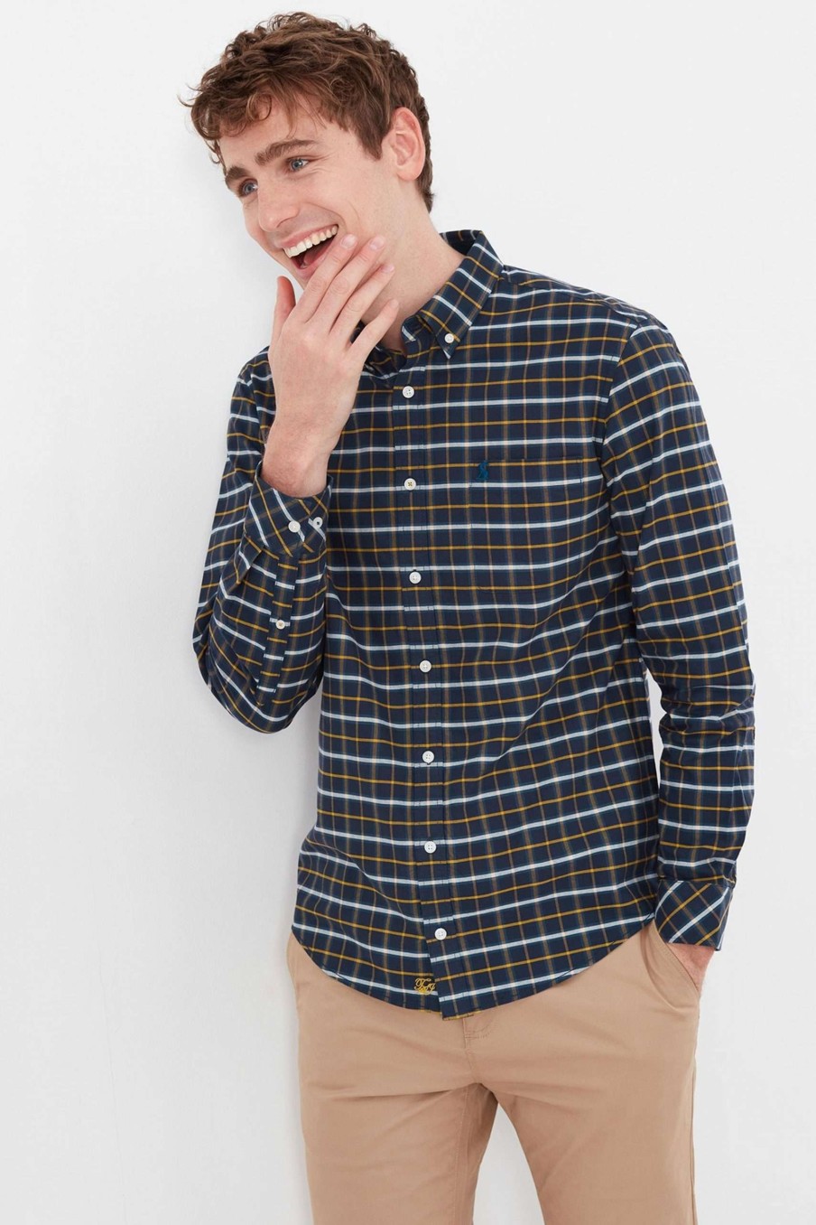 Apparel * | Joules Blue Welford Long Sleeve Classic Fit Check Shirt Latest Fashion