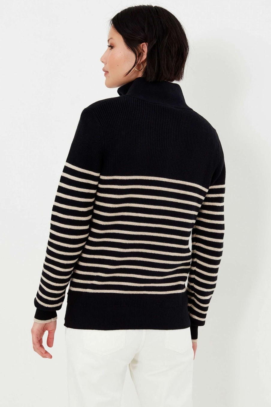 Apparel * | Joules Black Portmore Quarter-Zip Jumper Cheap Online