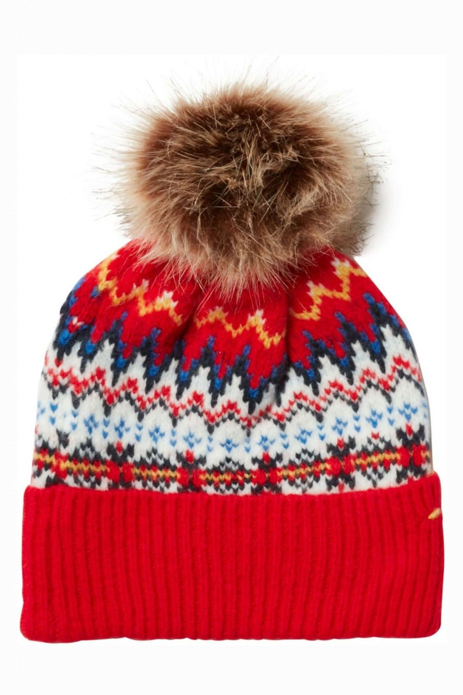 Accessories * | Joules Red Shetland Fairisle Hat Limited Edition