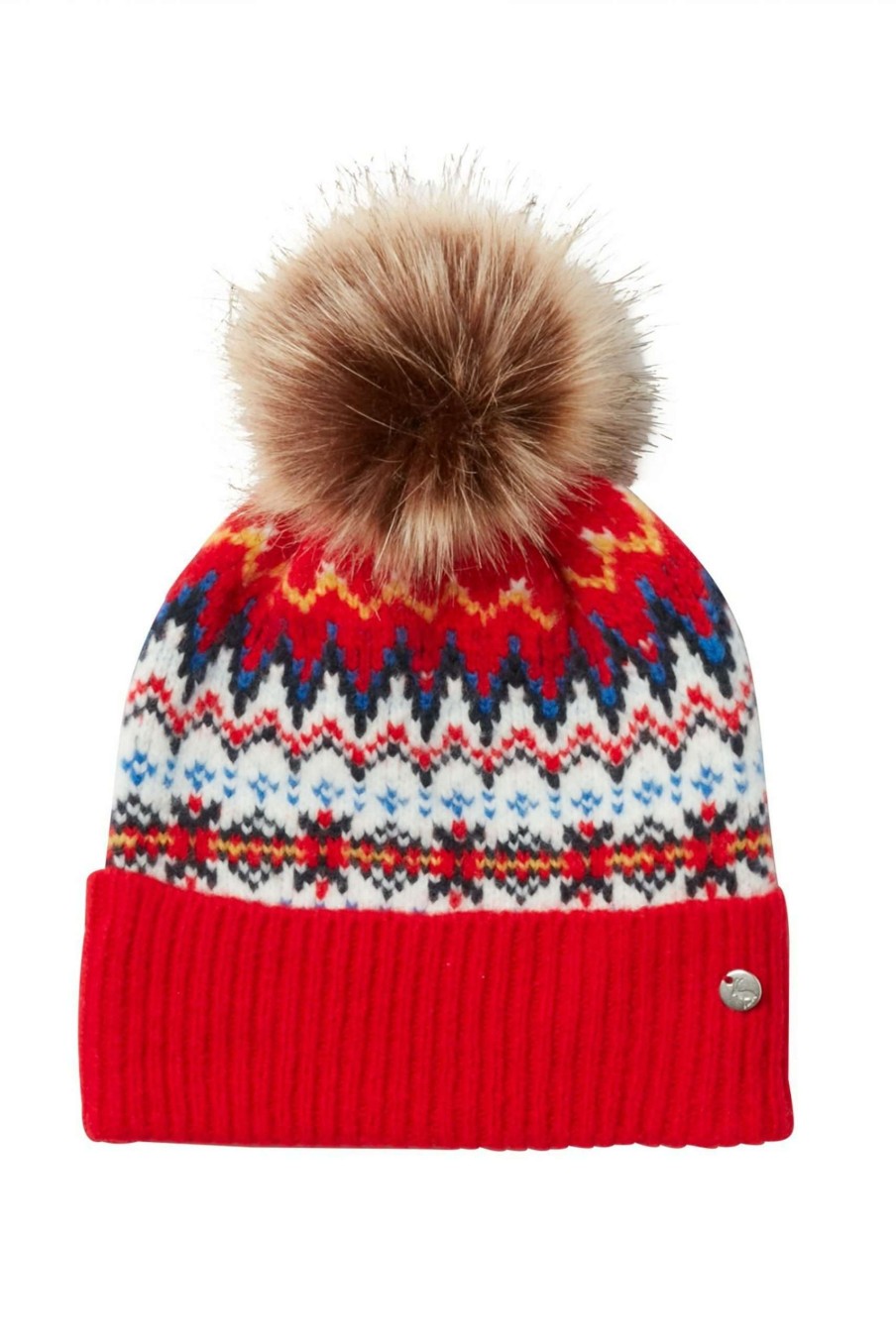 Accessories * | Joules Red Shetland Fairisle Hat Limited Edition