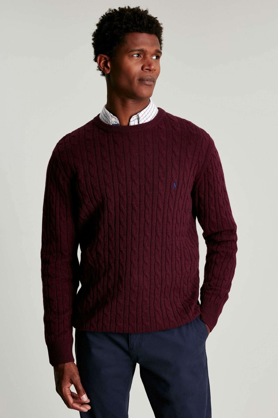 Apparel * | Joules Red Glendale Fine Knit Cable Crew Neck Jumper Gift Selection