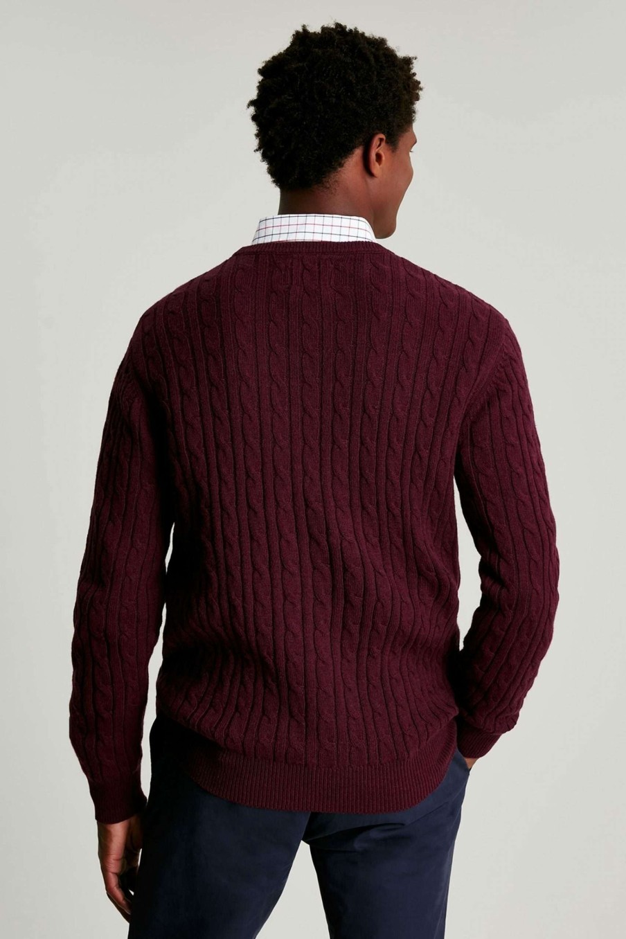 Apparel * | Joules Red Glendale Fine Knit Cable Crew Neck Jumper Gift Selection