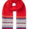 Accessories * | Joules Red Shetland Scarf Fairisle Knit Scarf Original