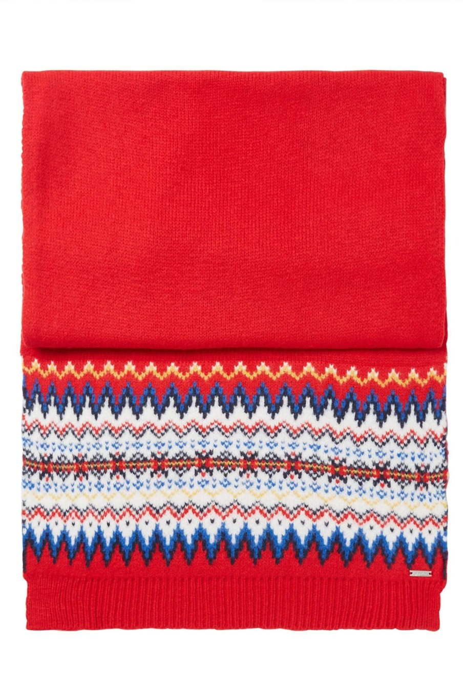 Accessories * | Joules Red Shetland Scarf Fairisle Knit Scarf Original