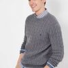 Apparel * | Joules Grey Glendale Fine Knit Cable Crew Neck Jumper Special