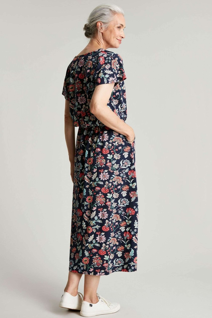 Apparel * | Joules Navy Blue Vivian Midi Jersey Wrap Dress Clearance Sale