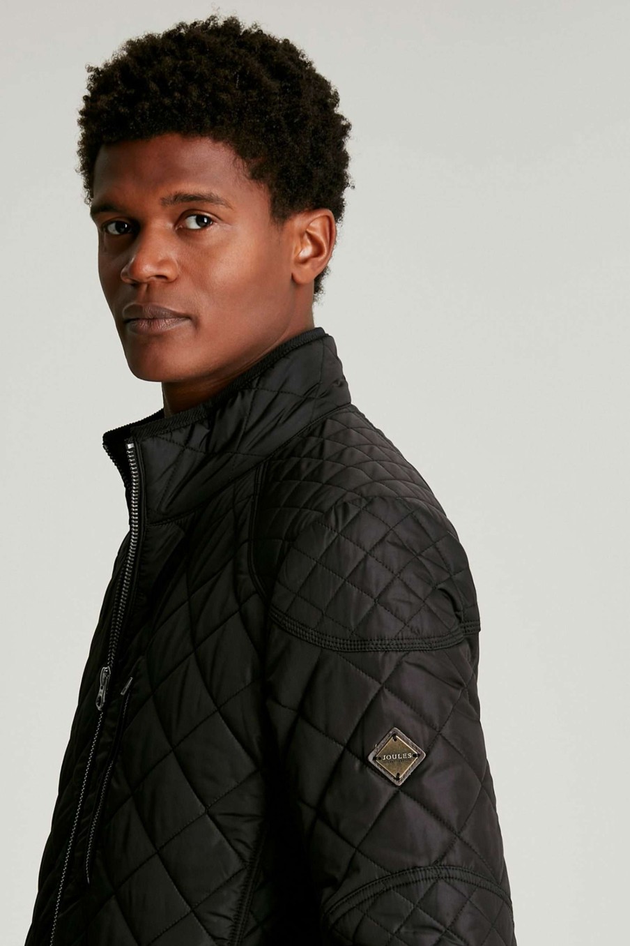 Apparel * | Joules Derwent Black Quilted Fleece Lined Jacket Limited Edition