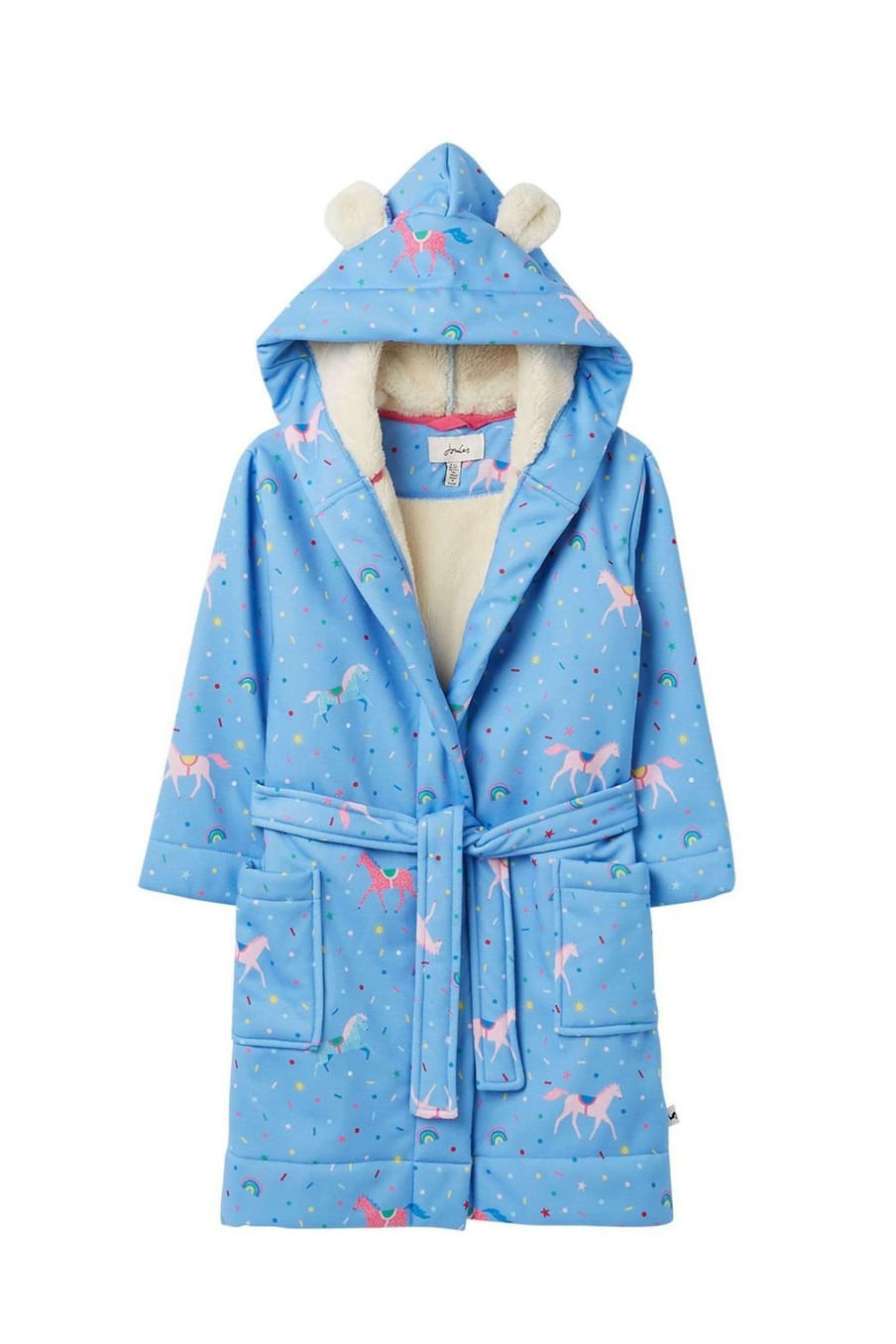 Apparel * | Joules Blue Starlight Fleece Lined Dressing Gown Opening Sales