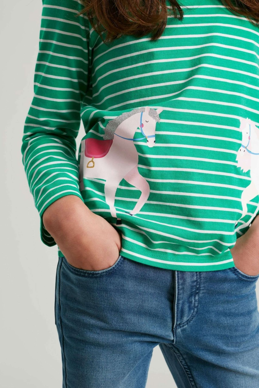 Apparel * | Joules Green Bessie Long Sleeve Screenprint T-Shirt Fashion