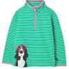 Apparel * | Joules Green Fairdale Printed Half Zip Sweatshirt 100% Guarantee