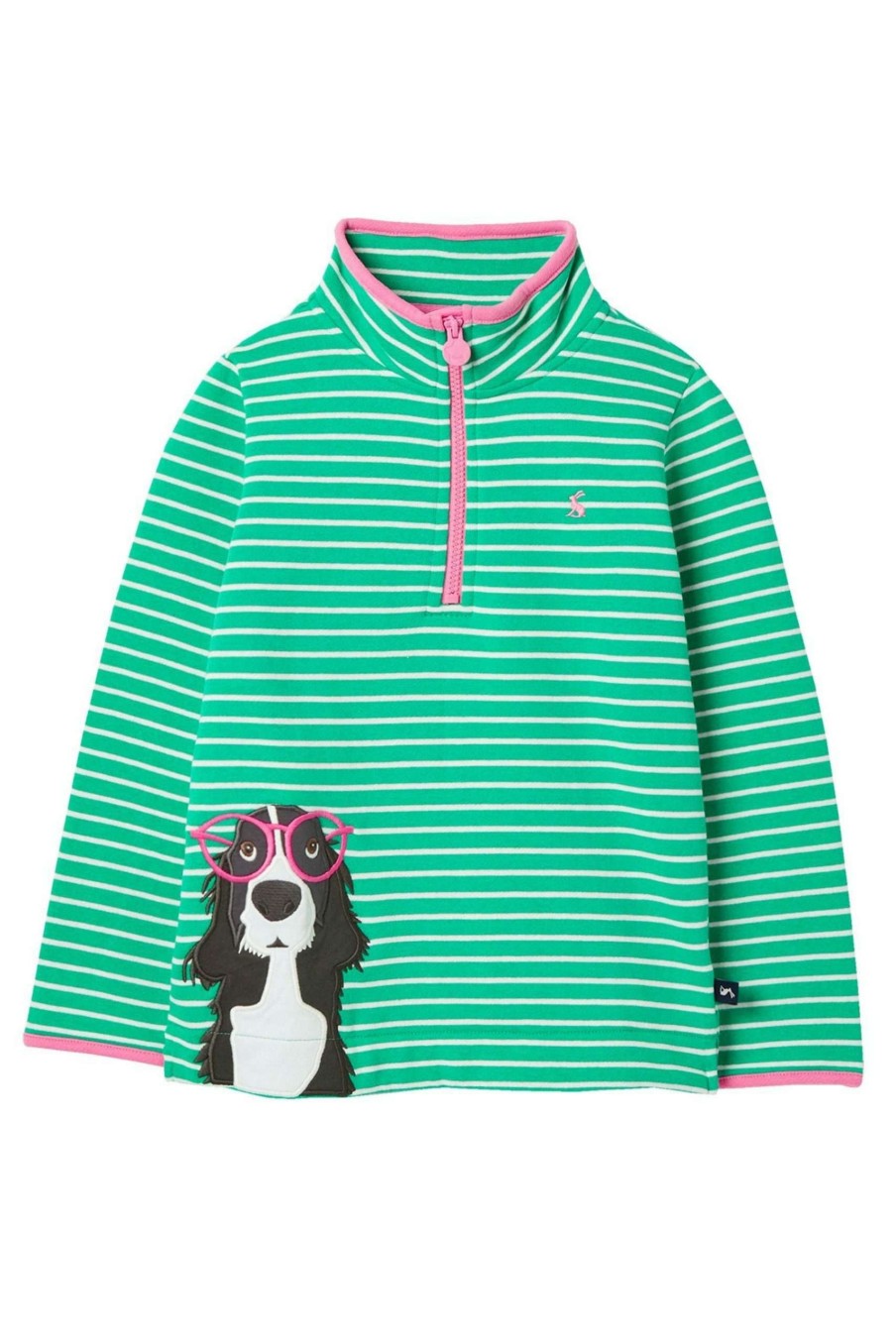 Apparel * | Joules Green Fairdale Printed Half Zip Sweatshirt 100% Guarantee