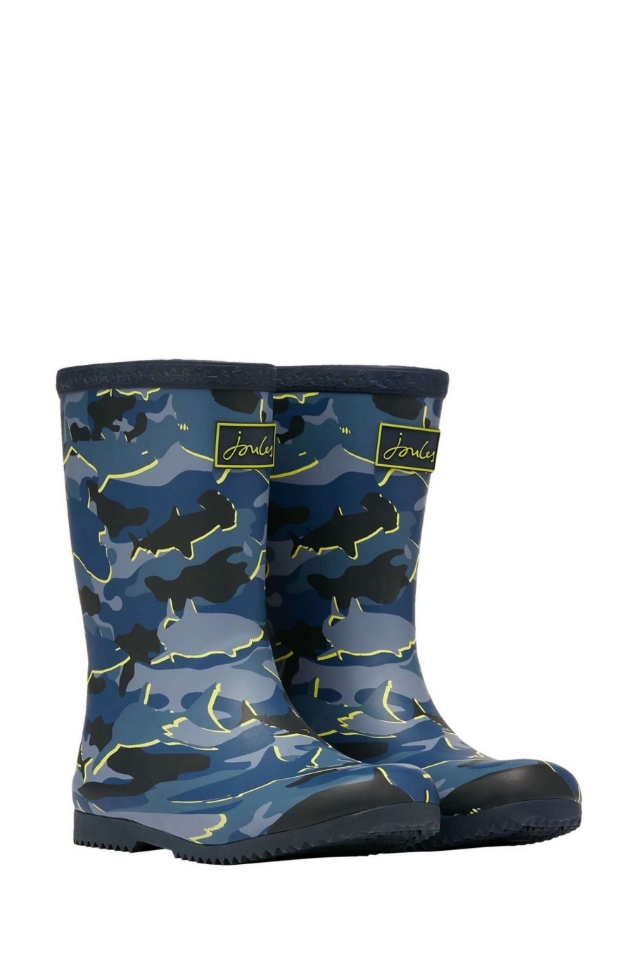 Accessories * | Joules Blue Roll Up Flexible Printed Wellies Closeout Sale