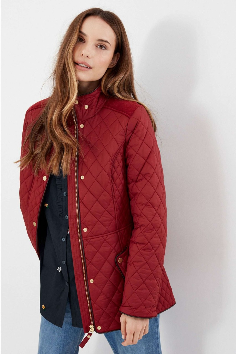 Apparel * | Joules Red Newdale Quilted Jacket Sale Online