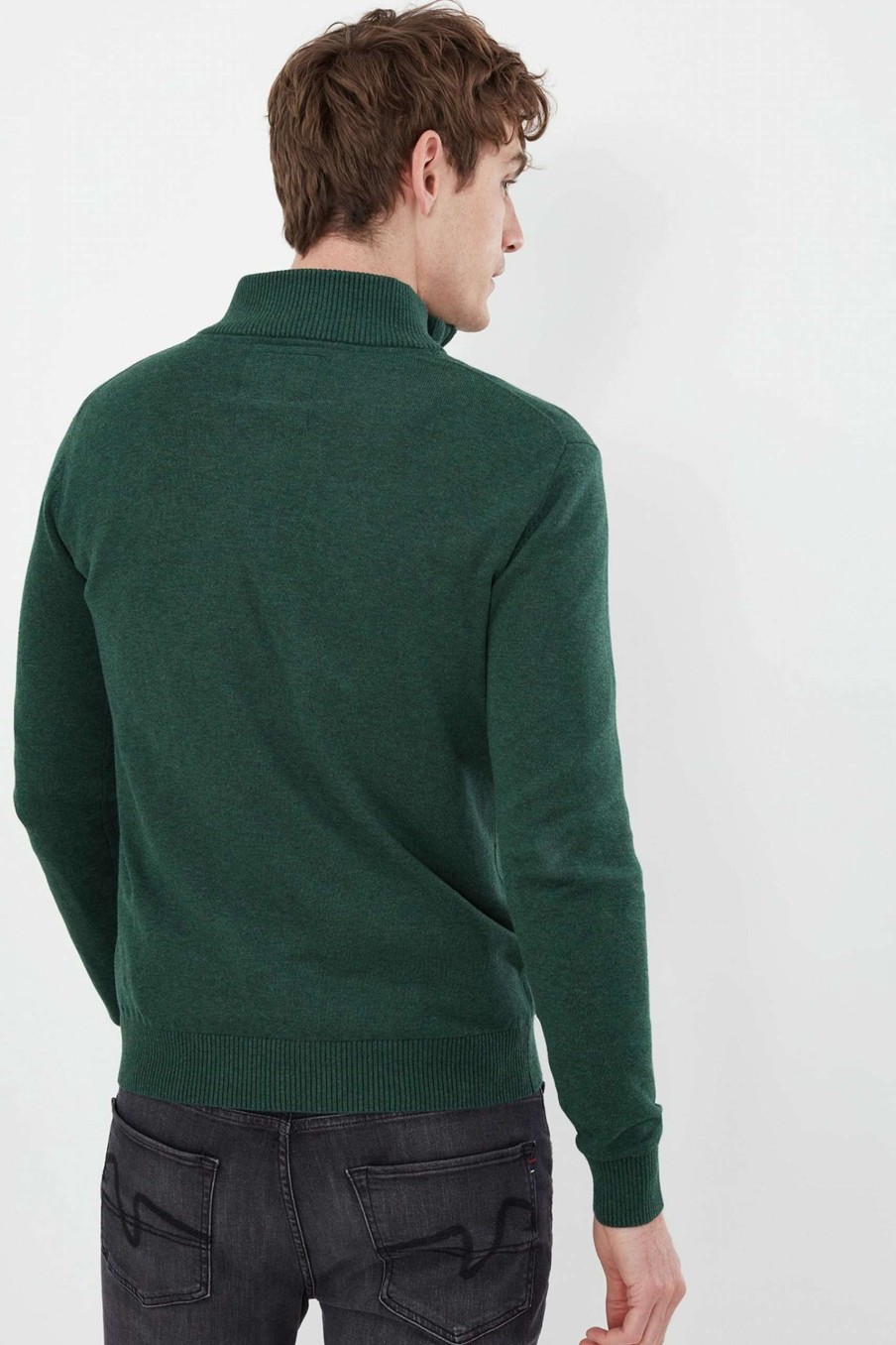 Apparel * | Joules Green Hillside Seasonal 1/4Th Zip Funnel Neck Jumper Limited Edition