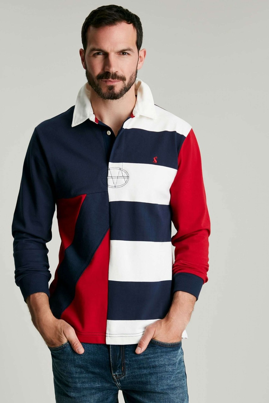 Apparel * | Joules Blue Onside Hotch Potch Rugby Shirt Promotion