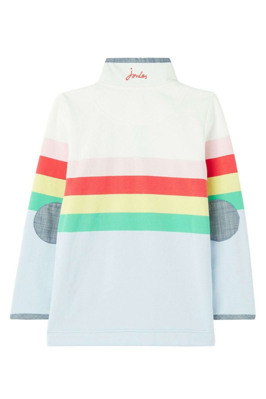 Apparel * | Joules Blue Saunton Stripe Overhead Half Popper Sweatshirt Cheap Online