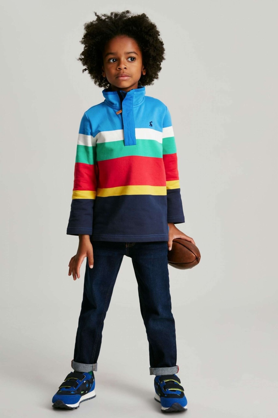 Apparel * | Joules Captain White Stripe Overhead 1/2-Zip Sweatshirt Free Delivery