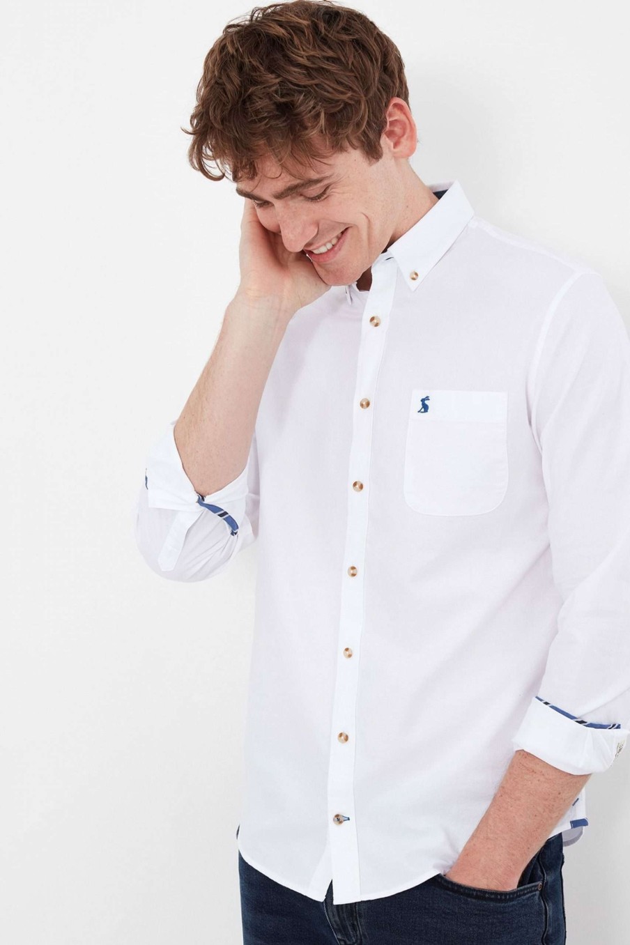 Apparel * | Joules White Classic Fit Coloured Oxford Shirt Promotion