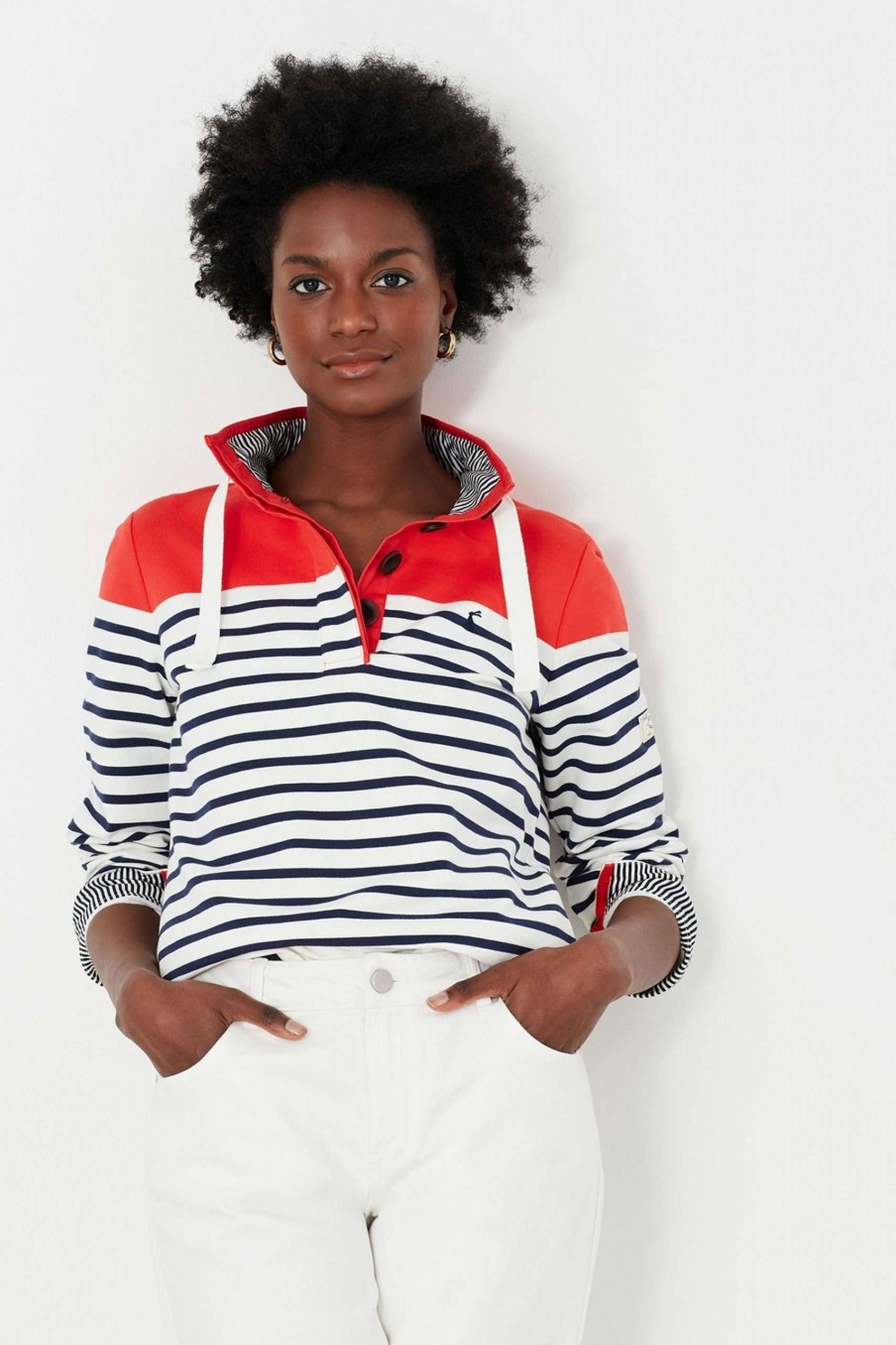 Apparel * | Joules Red Saunton Funnel Neck Sweatshirt Quick Delivery