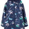 Apparel * | Joules Blue Raindance Waterproof Recycled Printed Rubberised Jacket Promotion