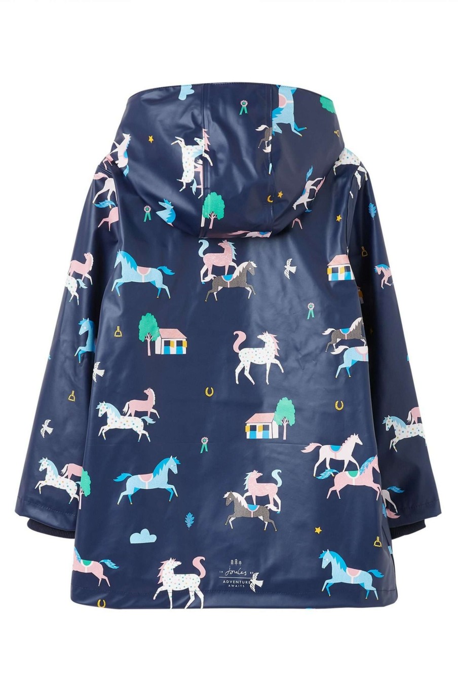 Apparel * | Joules Blue Raindance Waterproof Recycled Printed Rubberised Jacket Promotion