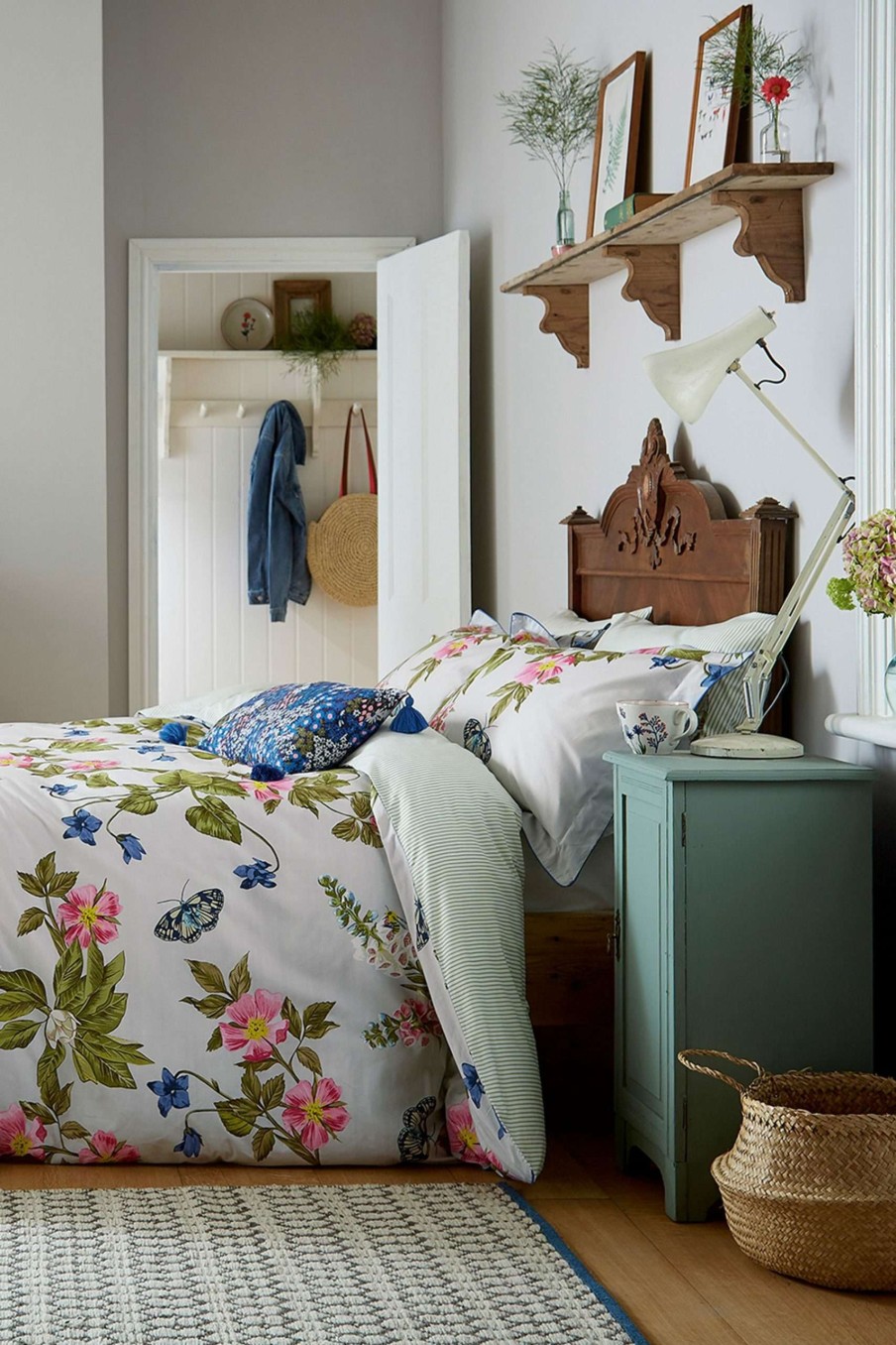 Accessories * | Joules Springtime Floral 180 Thread Count Cotton Percale Duvet Cover And Pillowcase Set Shop