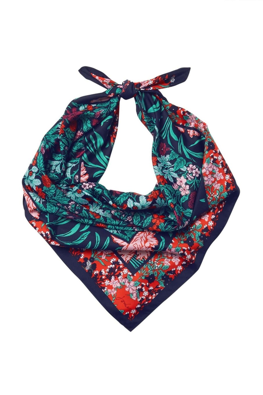 Accessories * | Joules Blue Liv Printed Square Scarf Clearance Sale