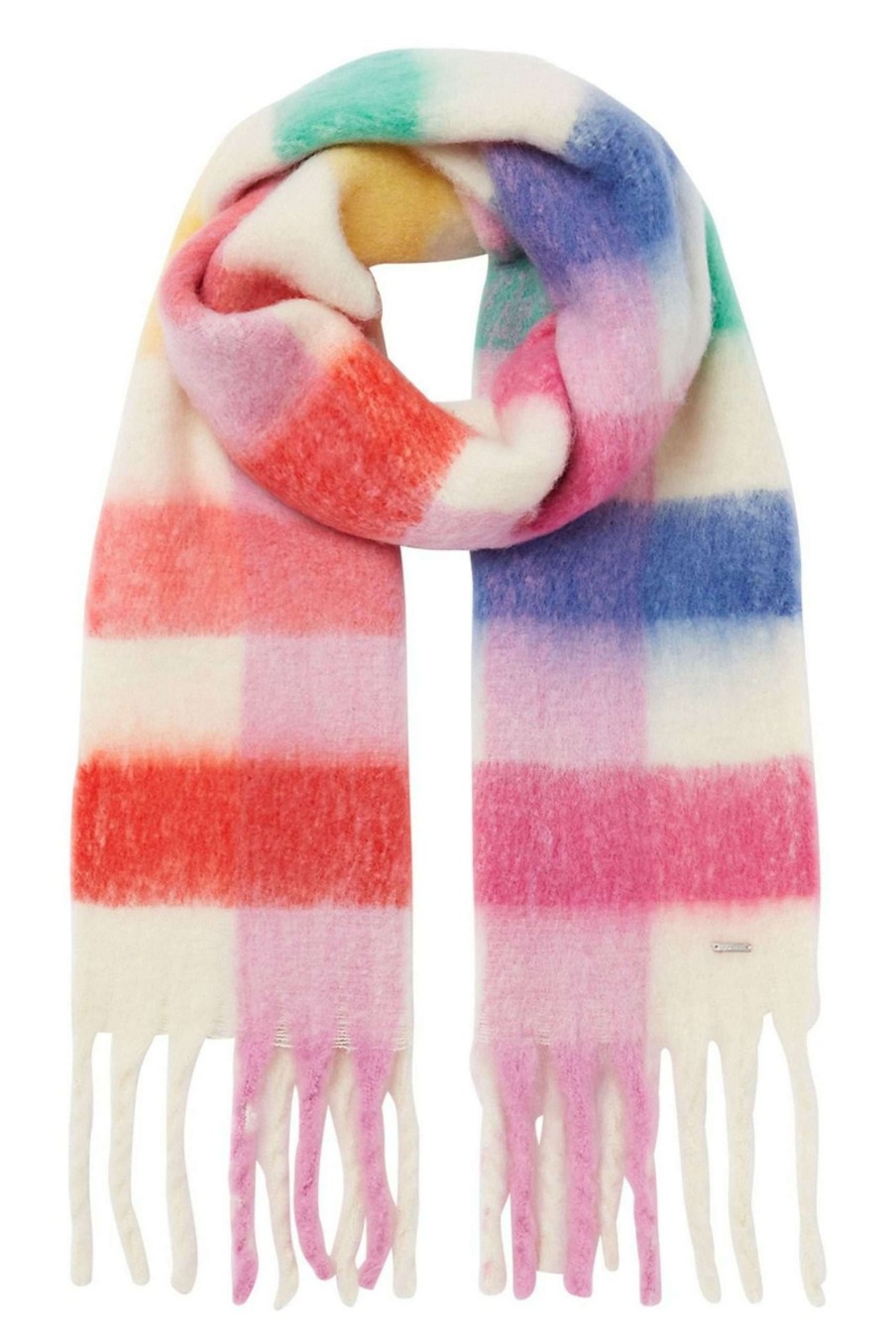 Accessories * | Joules Folley Brushed Check White Scarf Top Selling