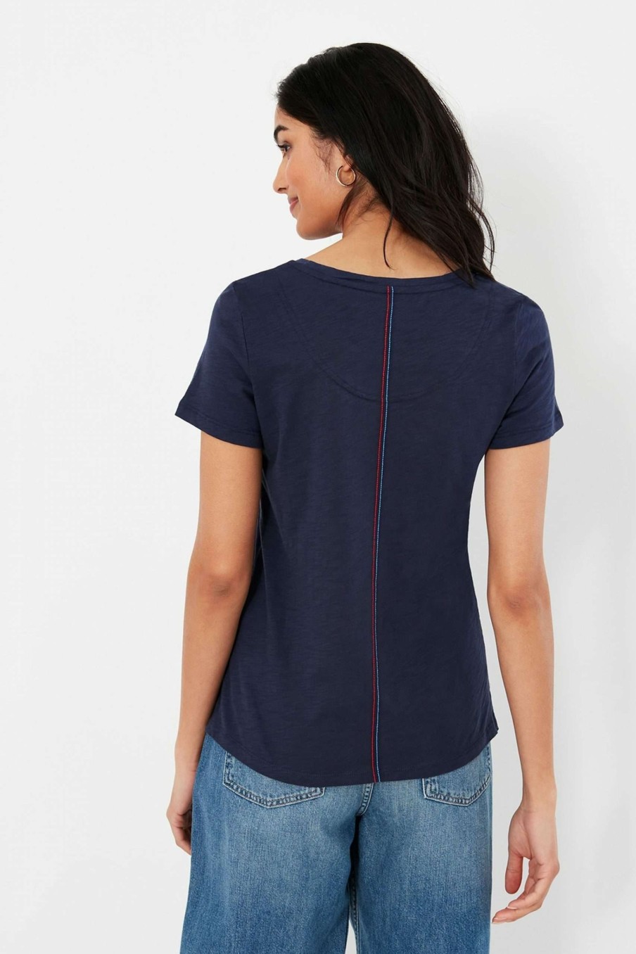 Apparel * | Joules Blue Carley Solid Classic Crew T-Shirt Closeout Sale