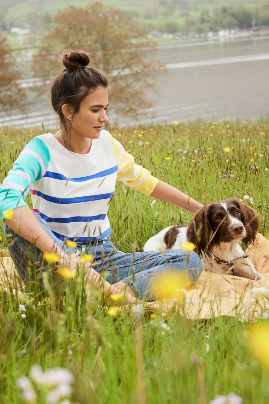 Apparel * | Joules Cream Harbour Long Sleeve Jersey Top Opening Sales