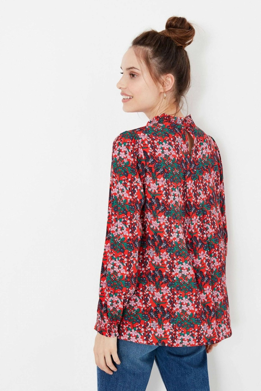 Apparel * | Joules Red Freya Pintuck Bodice Top Gift Selection