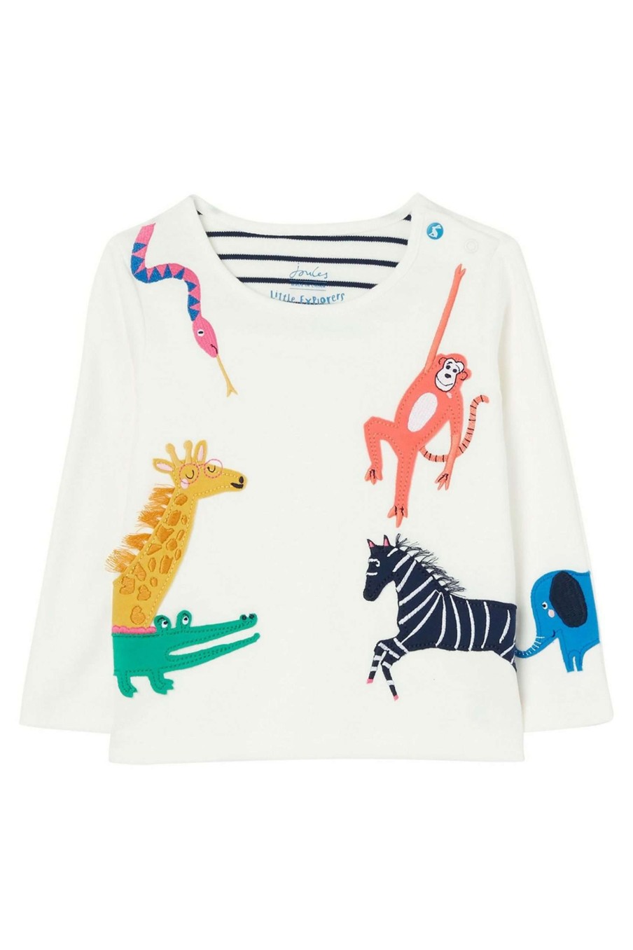 Apparel * | Joules Tate Artwork White Long Sleeve T-Shirt Popular