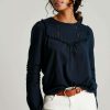 Apparel * | Joules Blue Liliana Frill Pleated Blouse New Threads