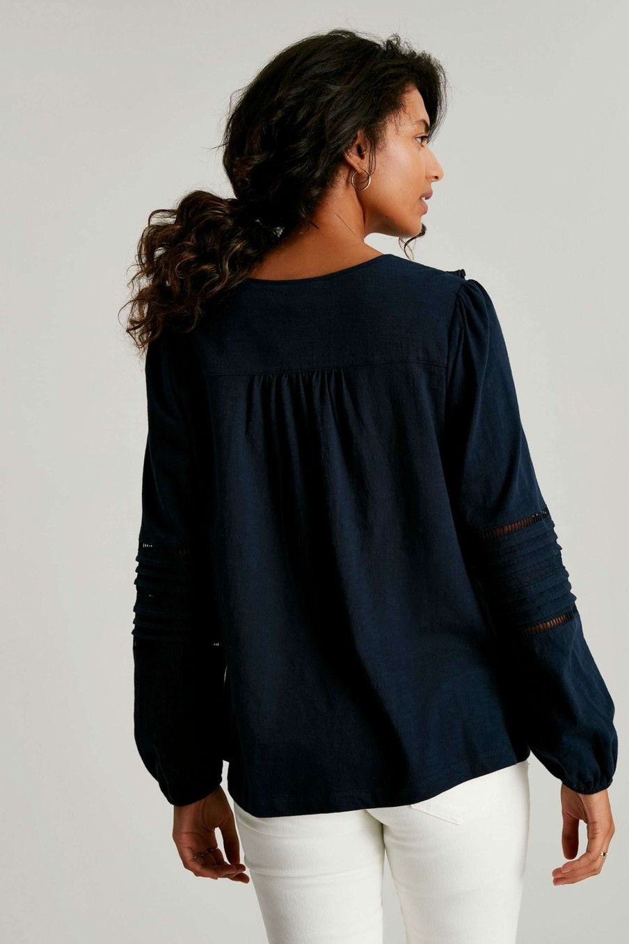 Apparel * | Joules Blue Liliana Frill Pleated Blouse New Threads