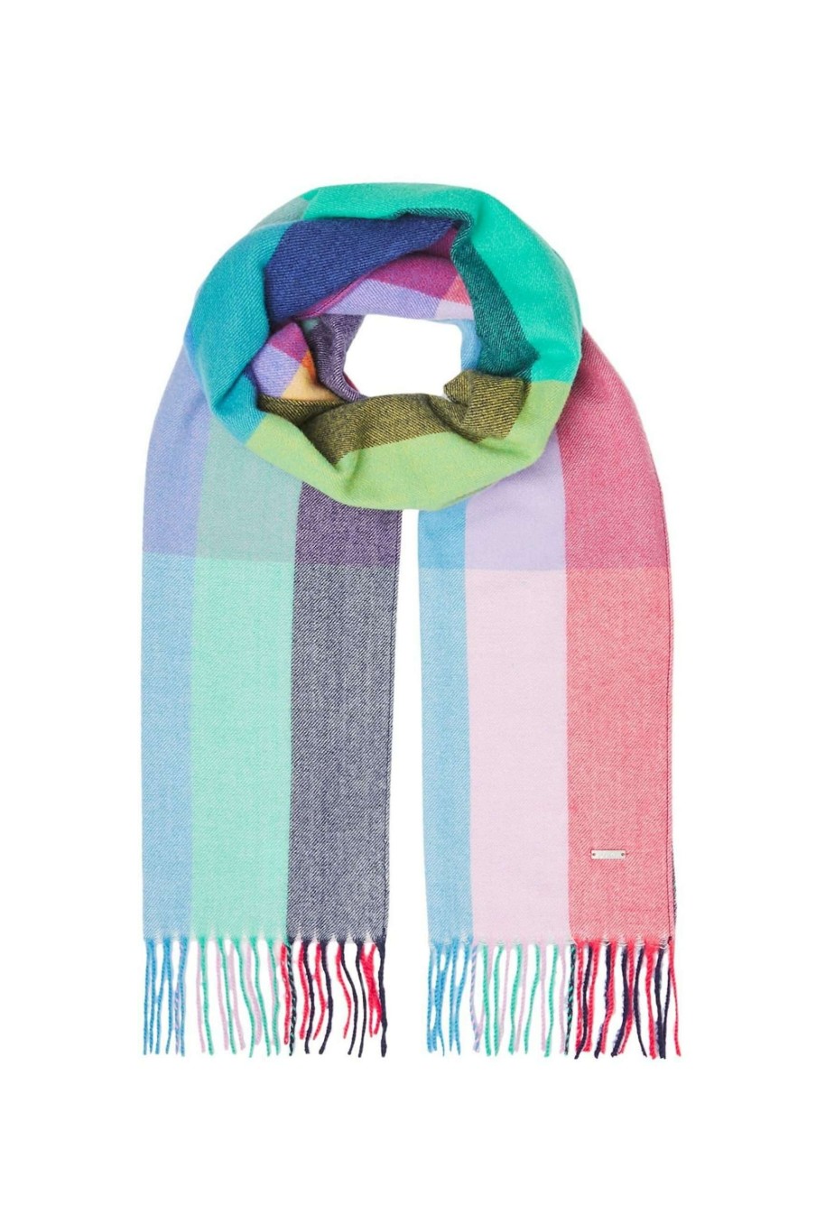 Accessories * | Joules Bracken Check Warm Handle White Scarf Cheap Online