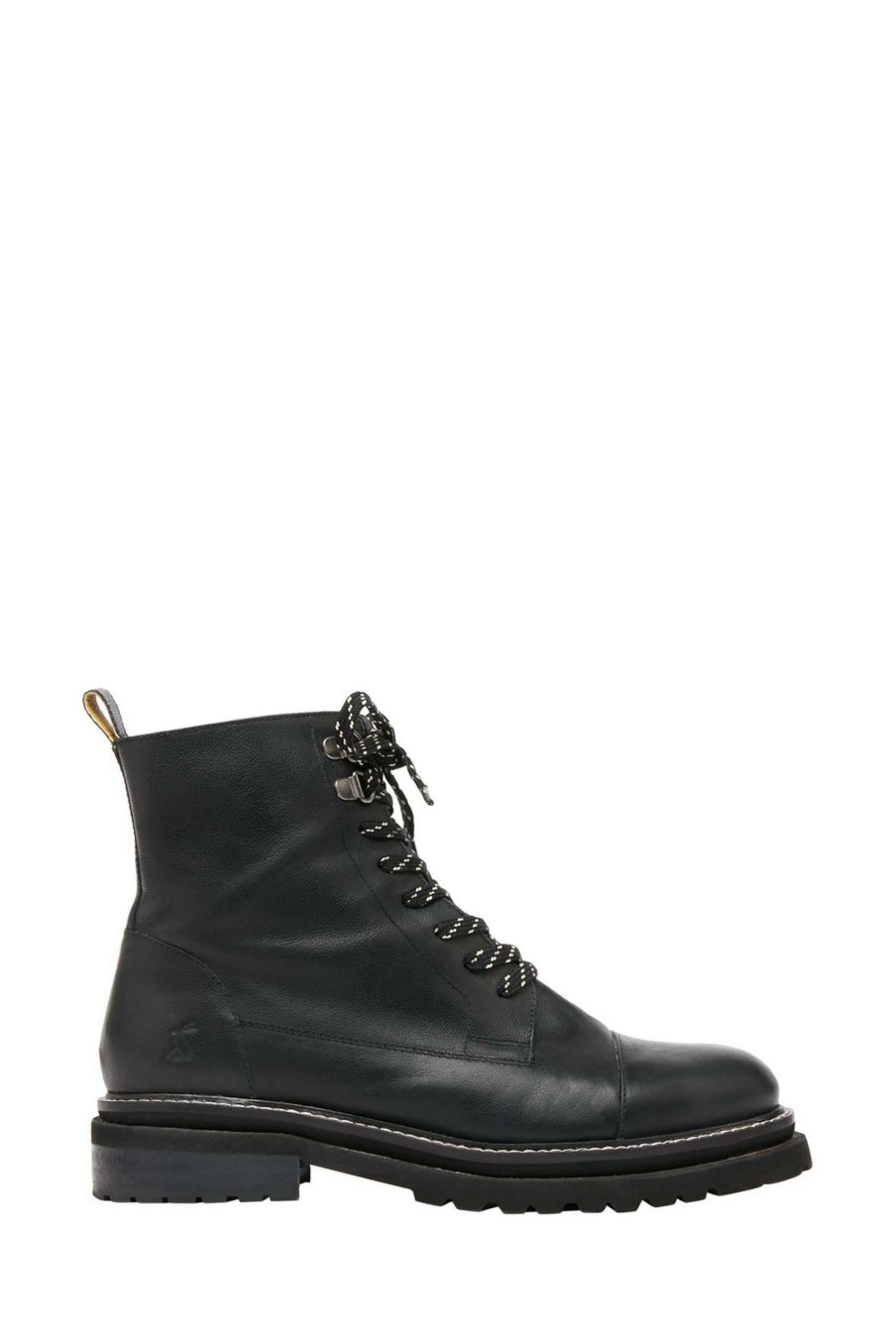 Shoes * | Joules Highbridge Black Lace Up Leather Boots Online Sales