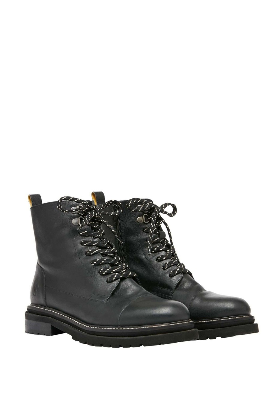 Shoes * | Joules Highbridge Black Lace Up Leather Boots Online Sales